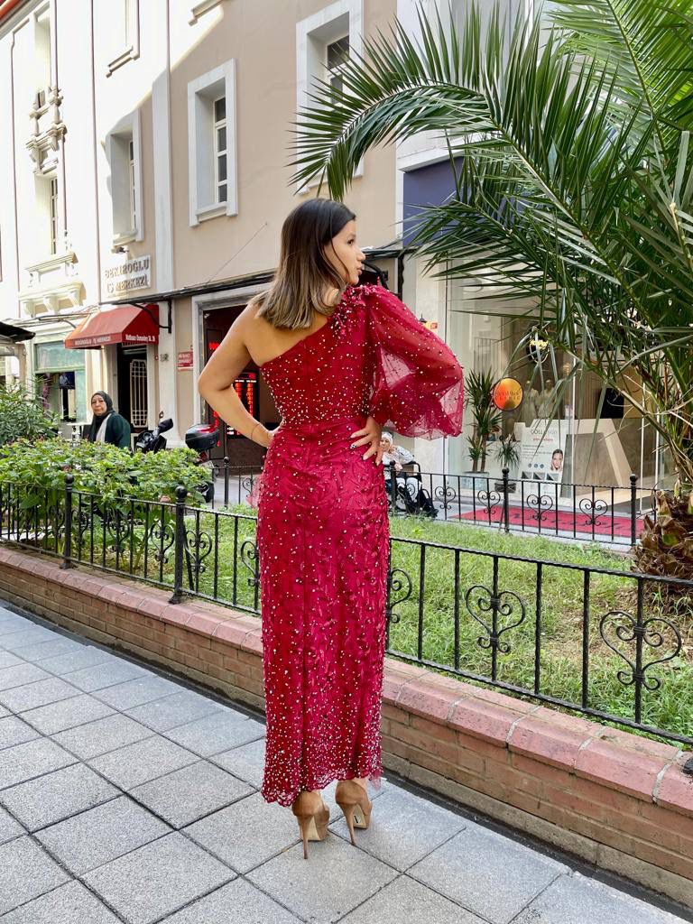 Robe longue de soirée rouge
