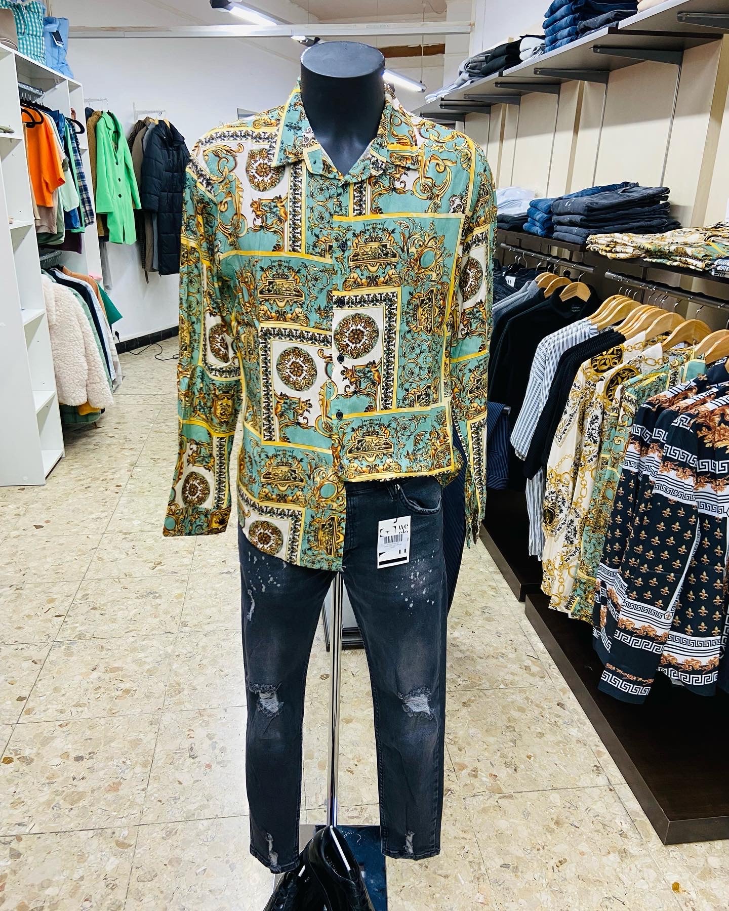 CHEMISE MÂCHE LONGUE VERT. (winn)