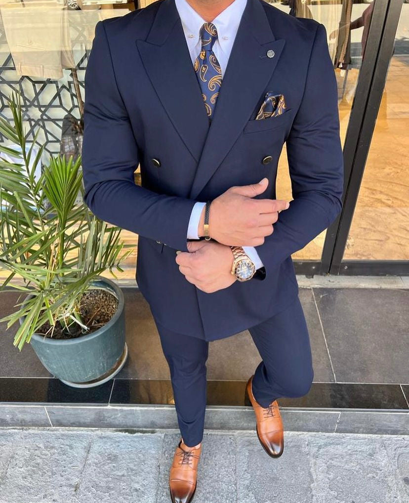 Traje azul marino, Cruzado, Chaqueta y Pantalón – w2023